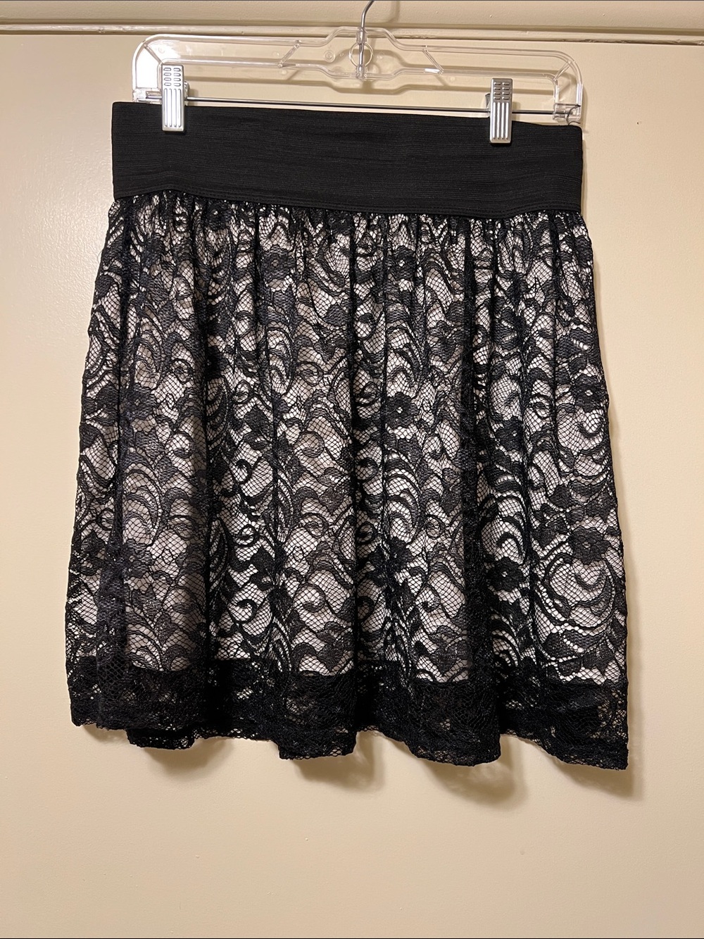 Black Lace Overlay Skirt - Women's Skirt